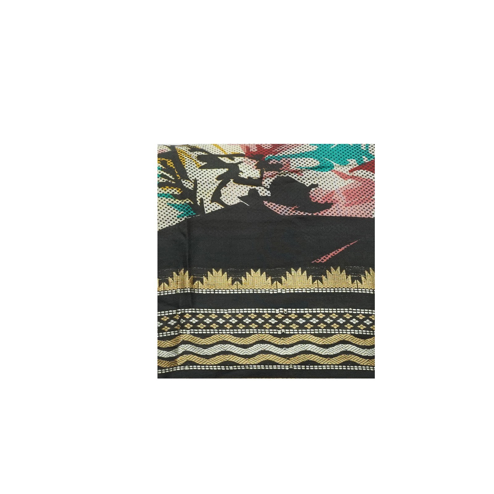 Vintage Multicolor Sarees 100% Pure Silk Floral Printed Sari 5YD Craft Fabric