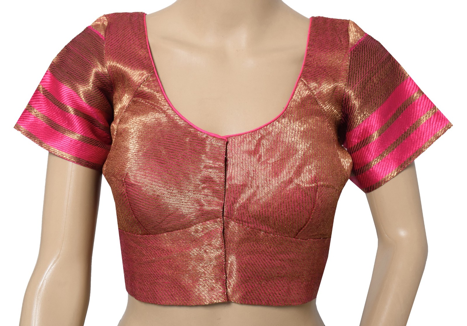 Sushila Vintage Gold Zari Brocade Sari Blouse Pure Silk Stitched Designer Top36″