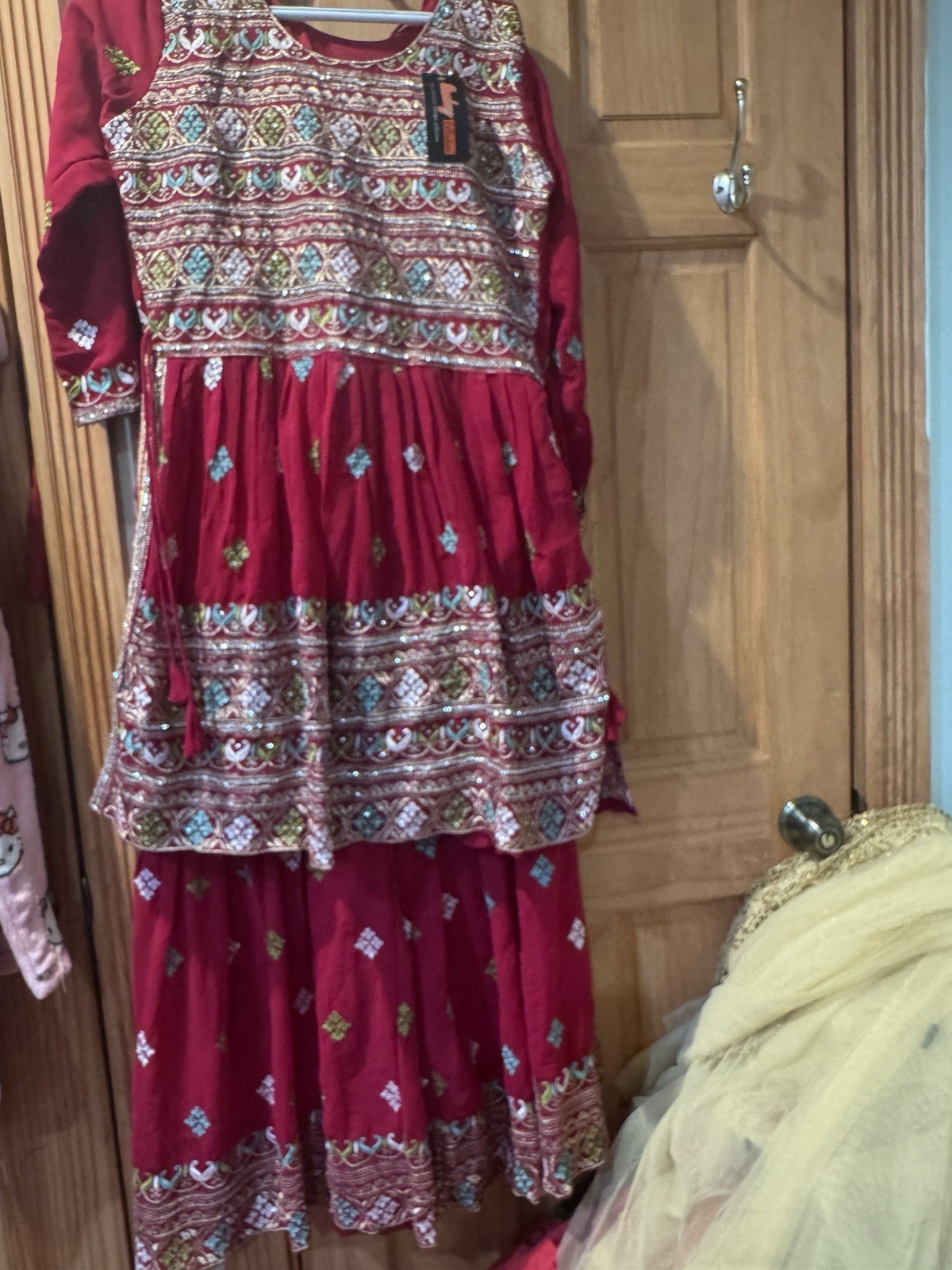 Rust Brown Hand Embroidered Anarkali Dress | Zardosi Work Designer Long Frock