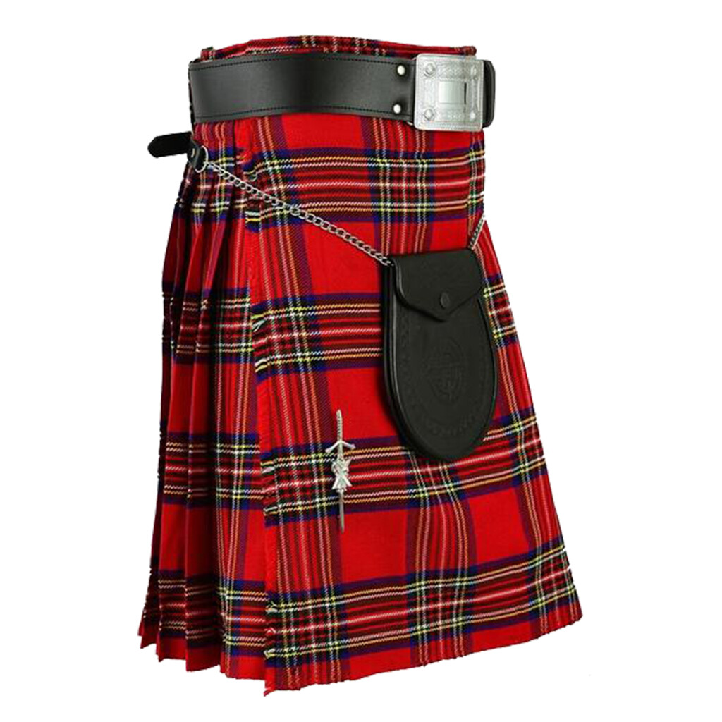 Mens Scottish Traditional Tartan Kilt Royal Stewart 8 Yards Highlanders Outfit