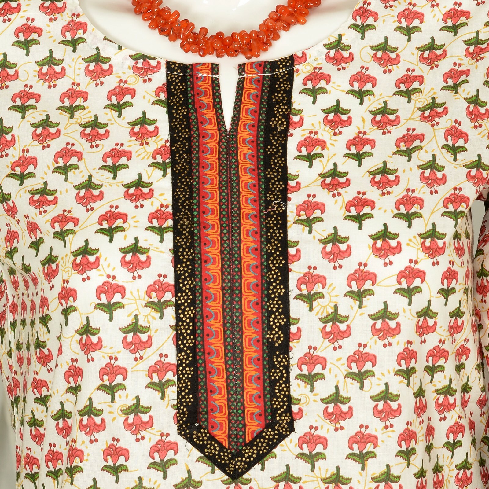 Srishti S-91cm 100%Cotton Kurta with Hibiscus Flower Design/FREE SHIP