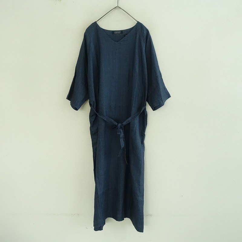 HAND ROOM Linen Herringbone Dress One-Piece Size S
