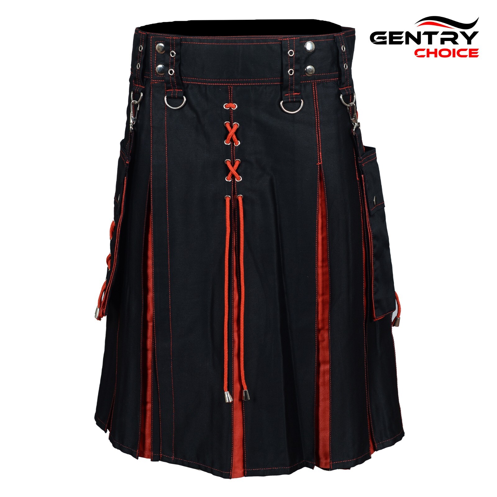 Highlander Fashion Utility Hybrid Kilt Red Pleated Scotttish Modern Kilt For Men