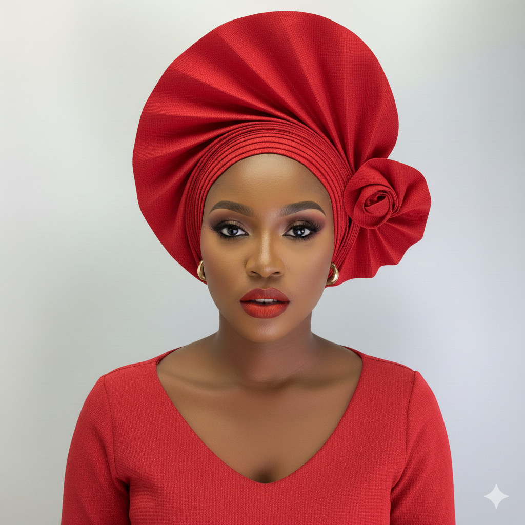 New African Gele Fabric Turban Headtie Made Aso-Oke Auto Gele Head Wear Hat 2025