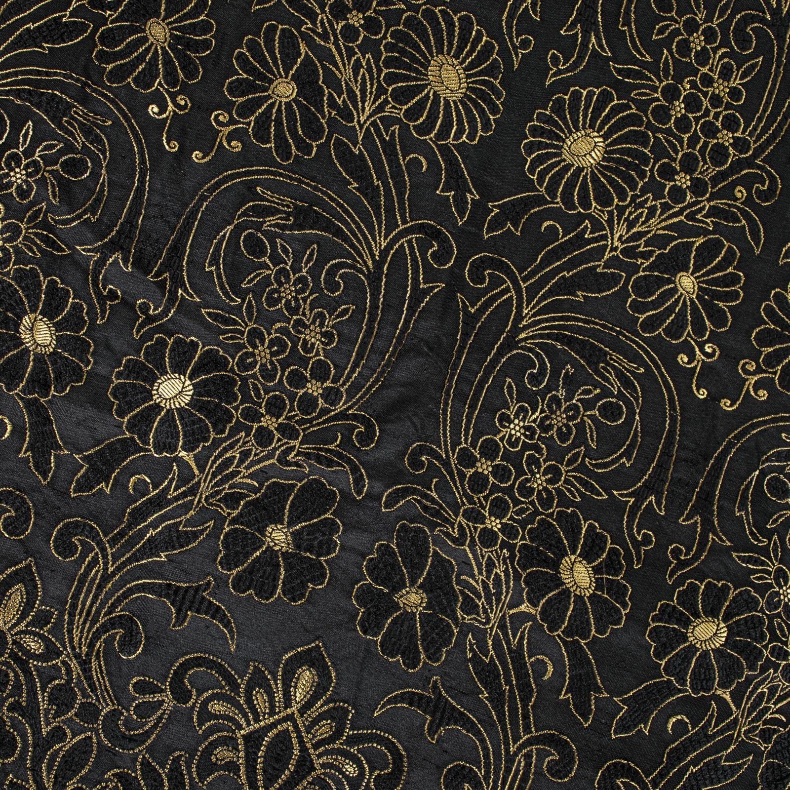 Sanskriti Vintage Black Pure Satin Saree Banarasi Brocade Zari Hand-Woven 6+Yd