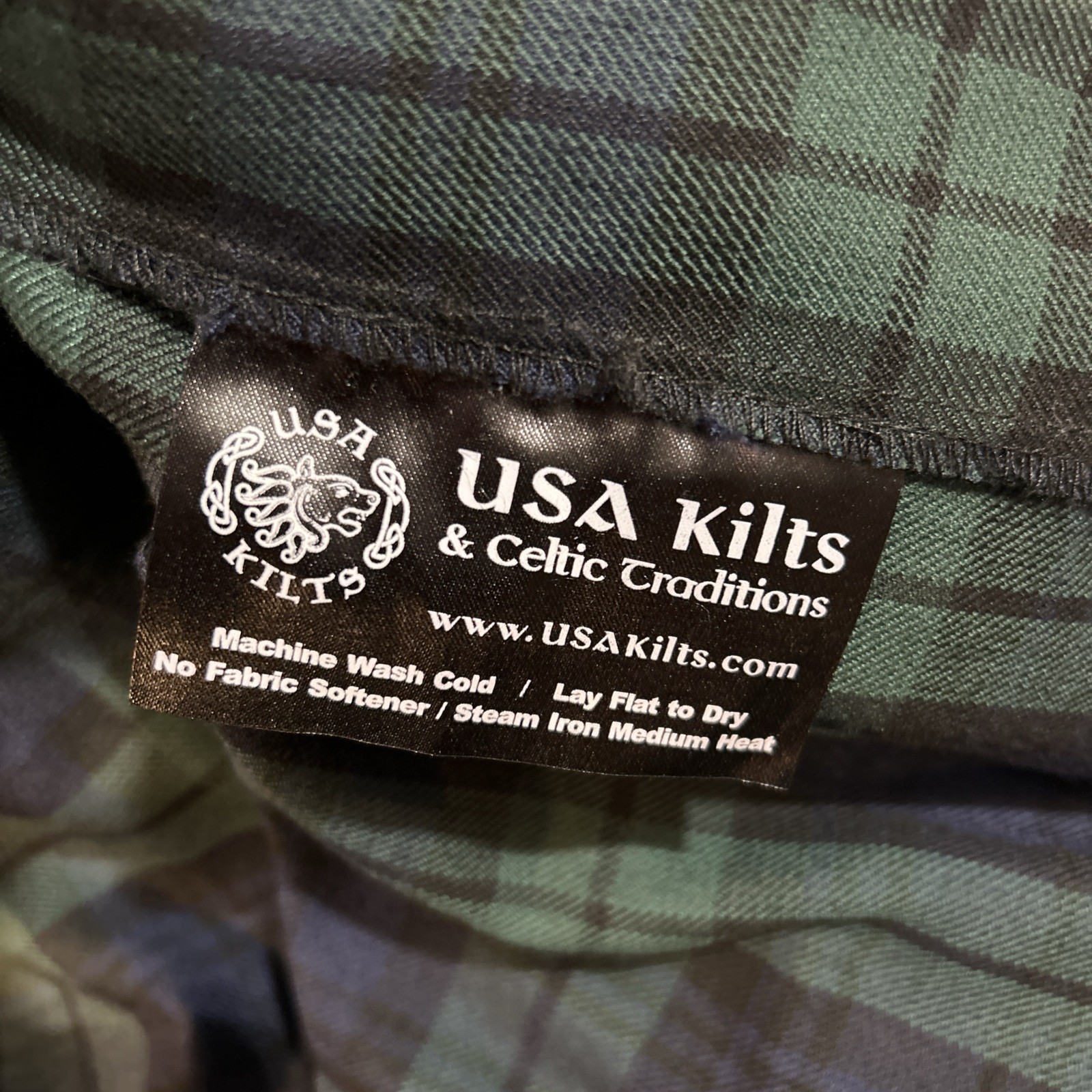USA Kilts Tartan Kilt Black Leather Celtic Embossed Belt Pewter Stag Pin