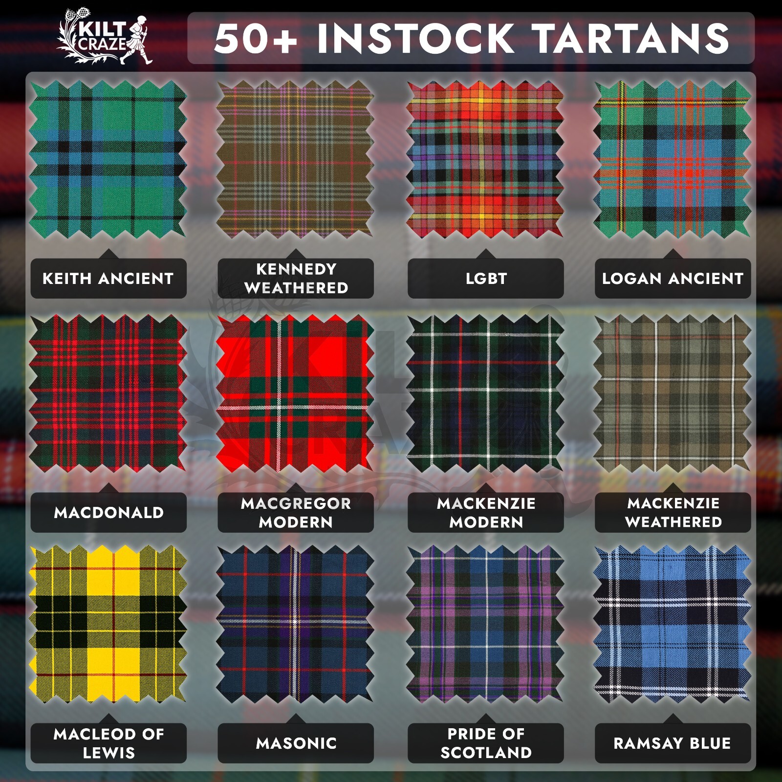Men’s Scottish Tartan Kilt Outfit 10 pcs Highland Kilt Set in 50+ Tartan