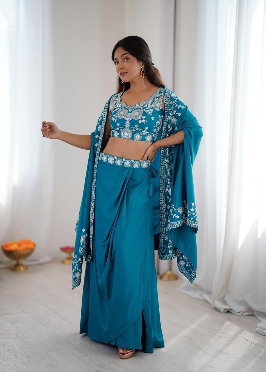 DESIGNER PRE DRAPPED DHOTI KOTI BOLLYWOOD PARTY WEAR DRESS WEDDING INDO WESTERN