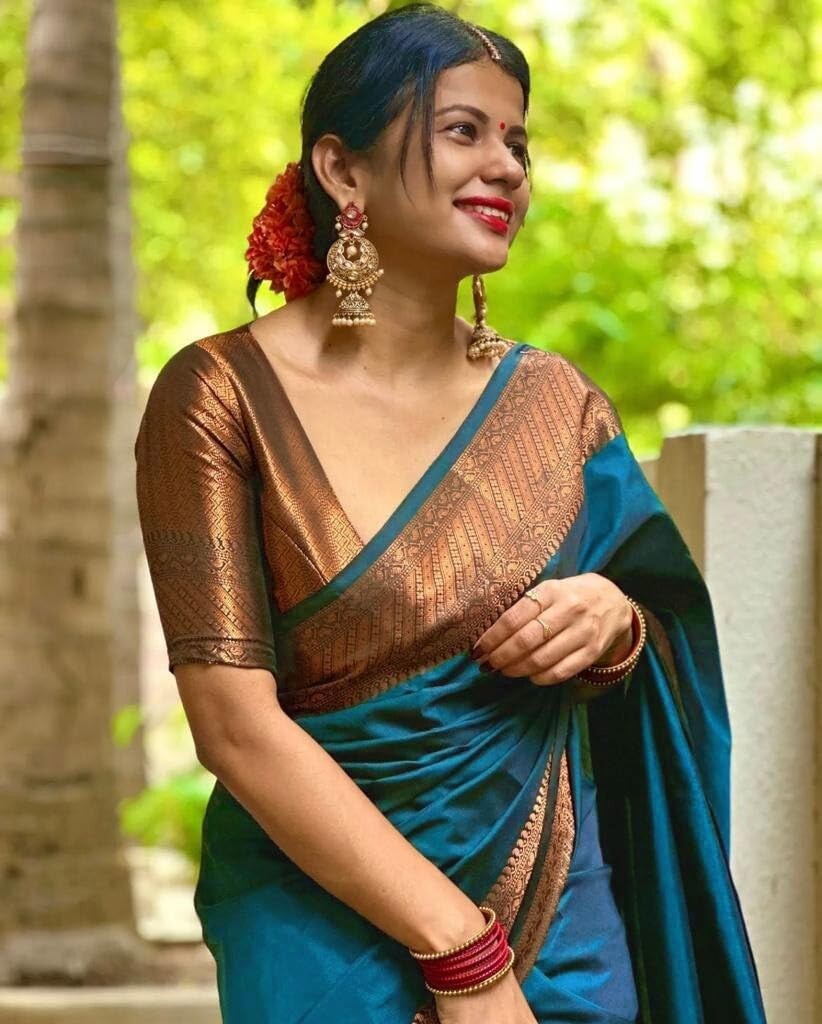 TRADITIONAL PARTY WEAR SOFT SILK INDIAN WEDDING WEAR KANJEEVARAM SAREE SARI