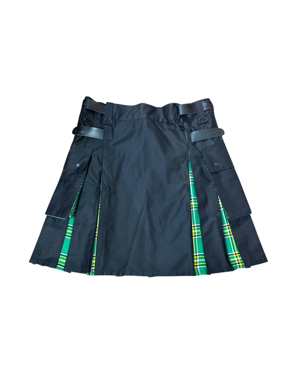 Modern Hybrid Utility Cotton Kilt Mens Size 40 Black & Irish Natl Green Tartan