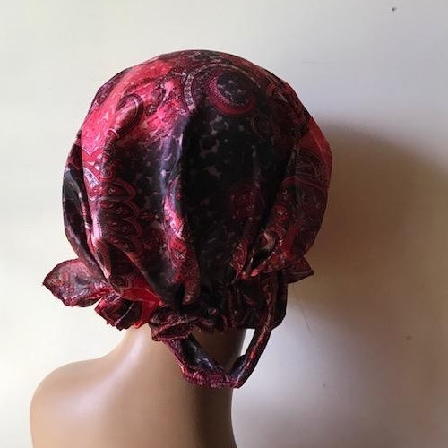 Set of 6 Various Color Simple Fashion Caps Floral or Paisley Print Tie Back Cap