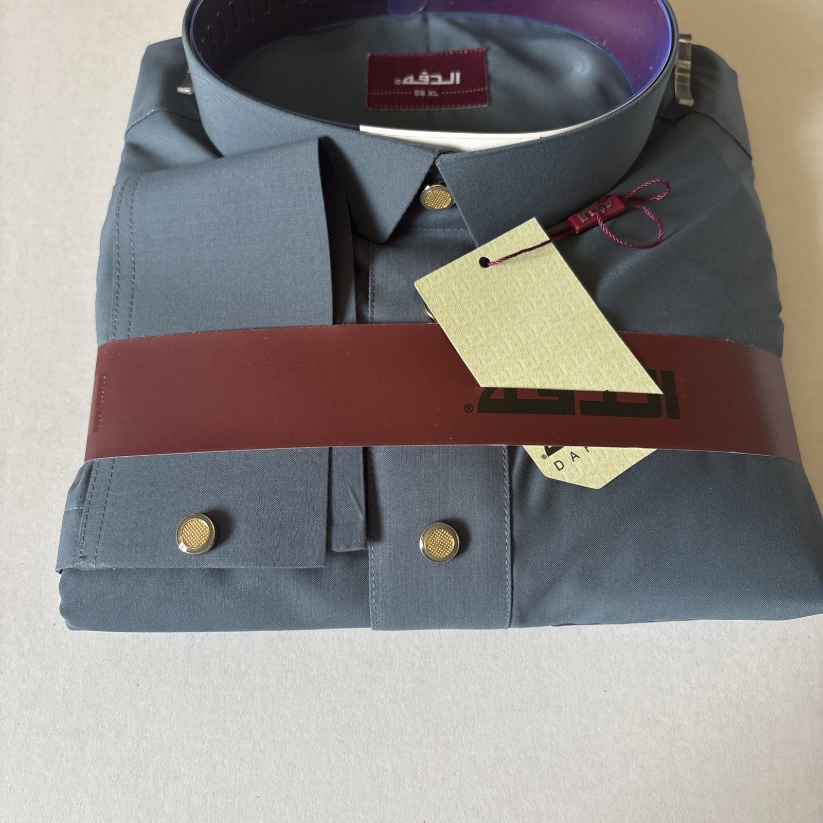 MEN Size 58XL DAFFAH High Quality ALL SEASON Thobe CUFF SLEEVE SHIRT COLAR