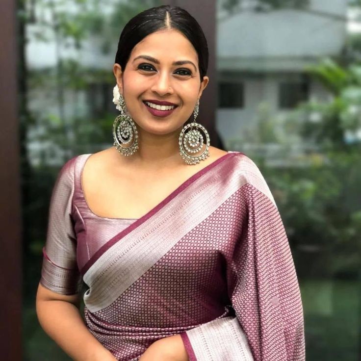 Soft Lichi Silk Jacquard Saree with Zari Woven Border Traditional Festival Wear