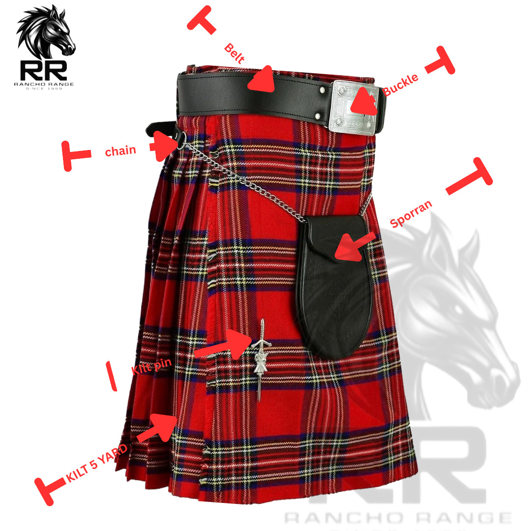 6 PIECES SCOTTISH 5 YARD 13 OZ KILT SET 40+ CLAN TARTANS OUTFIT PACKAGE DEAL