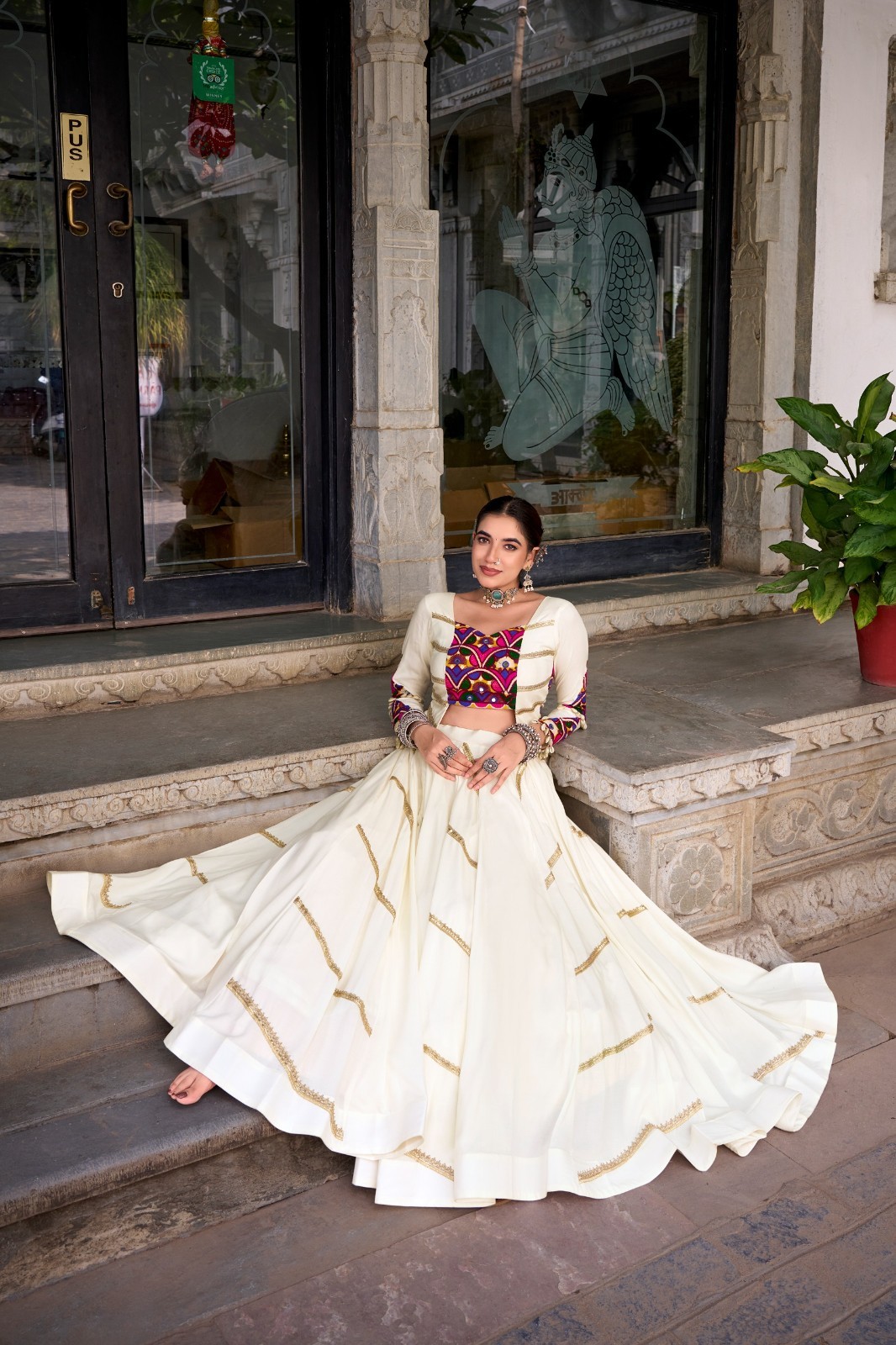 Premium Rayon Lehenga Choli Mirror Work Navratri Dandiya Festival