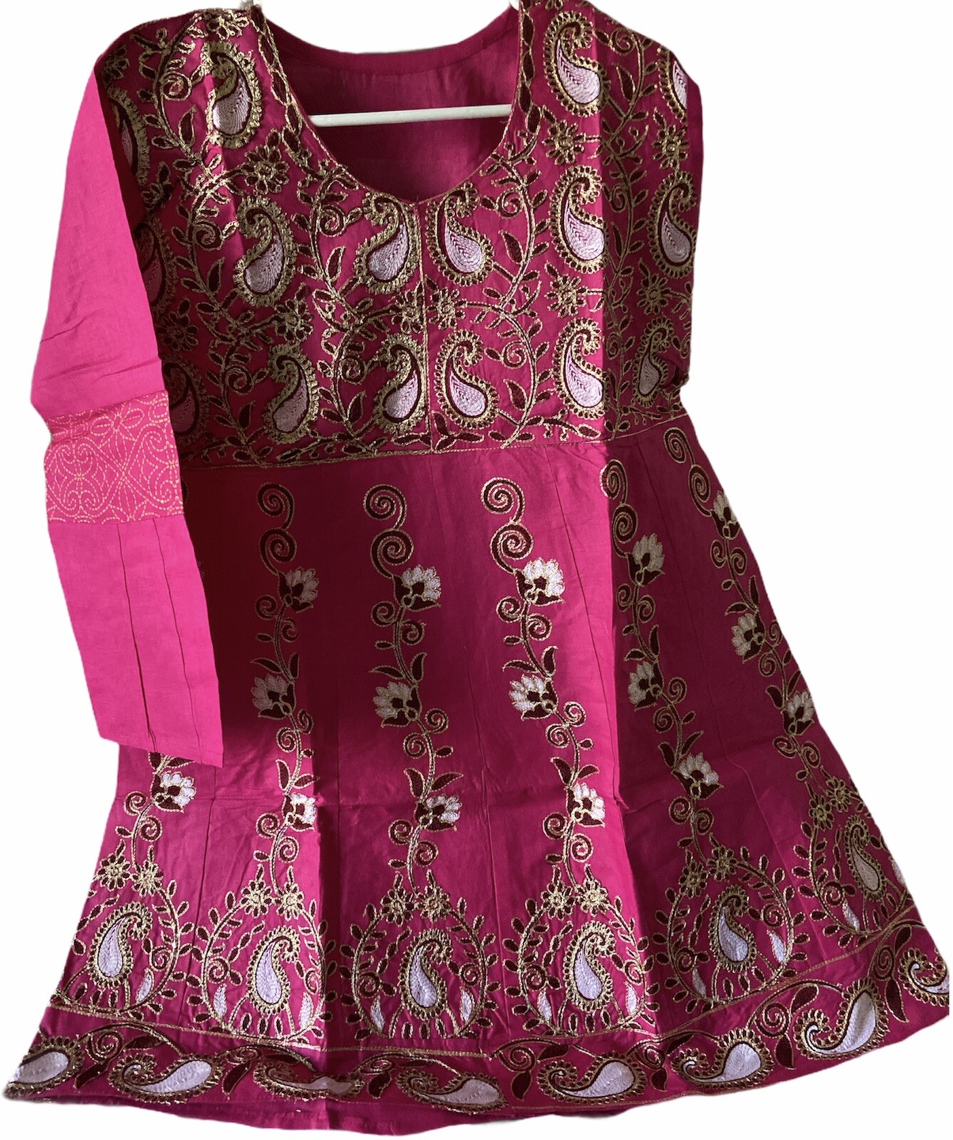 Latest Designer Women Wear Hot Pink Light Weight Voile Cotton Embroidered Kurta