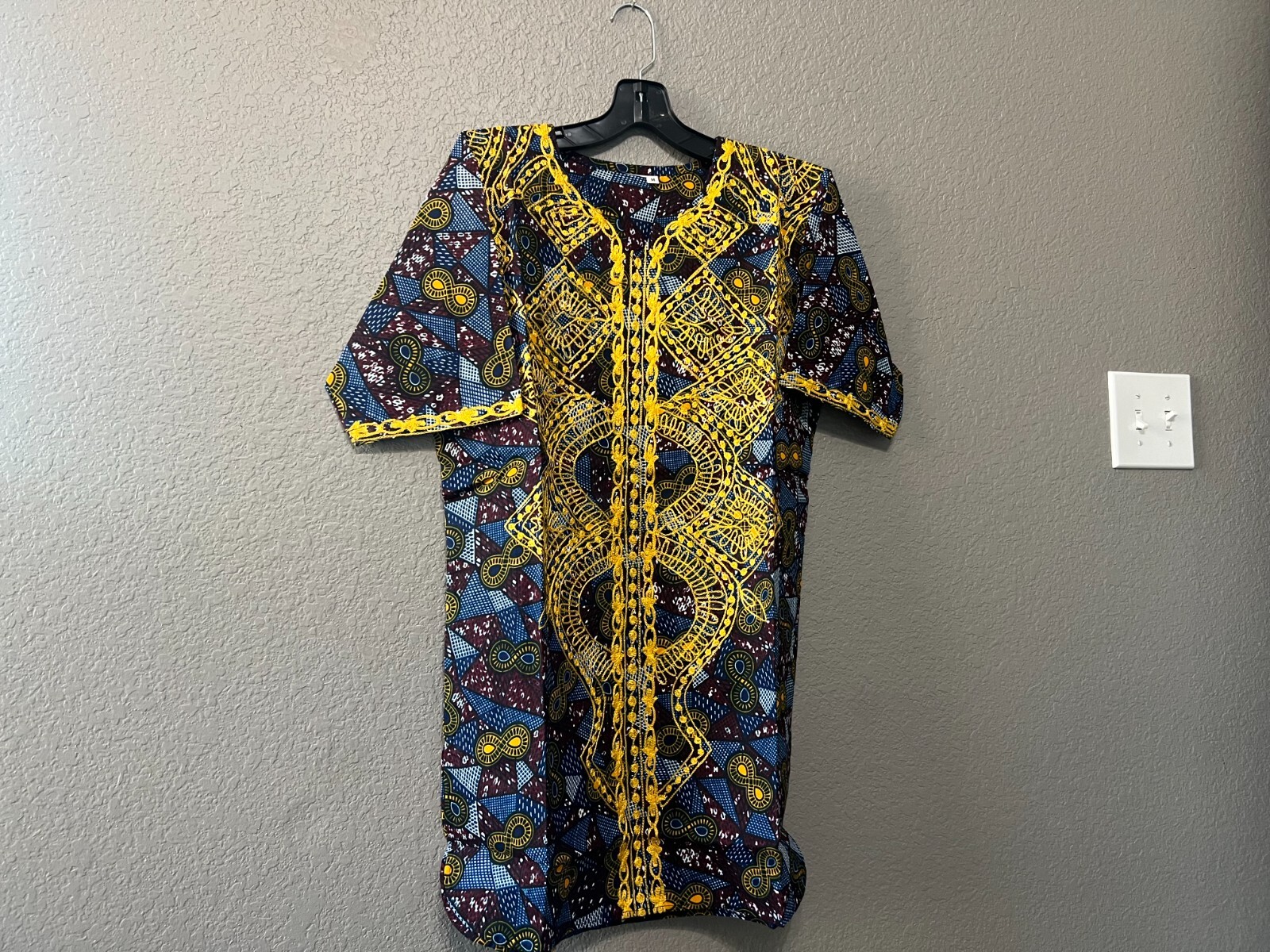 African clothing for men-Dashiki M-7X BLUE