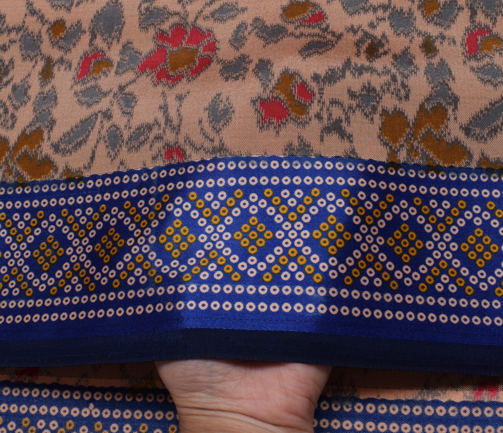Sushila Vintage Indian Saree Blend Silk Printed Floral Soft Craft Fabric