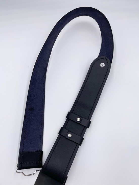 Traditional Scottish Highlander Kilt Belt Black Leather Celtic Design Size XL