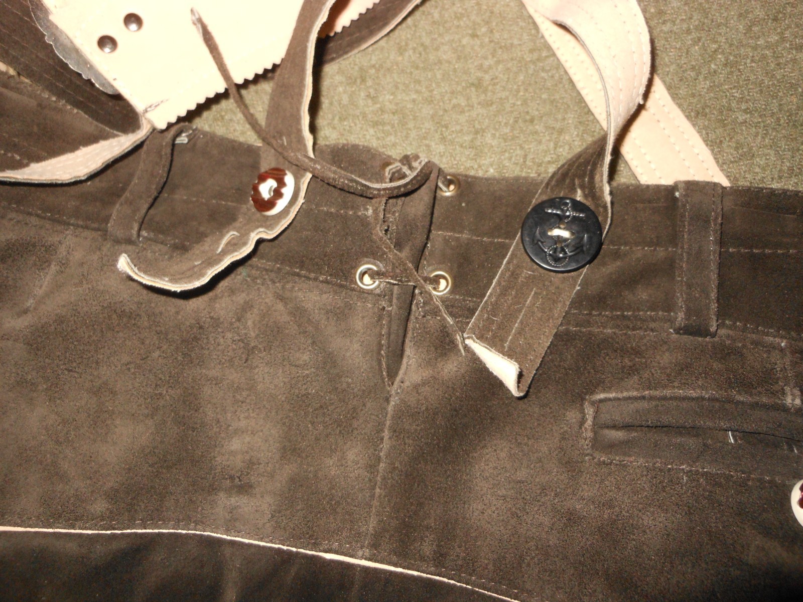 Lederhosen, men, long, size 48, used embroidered, linned