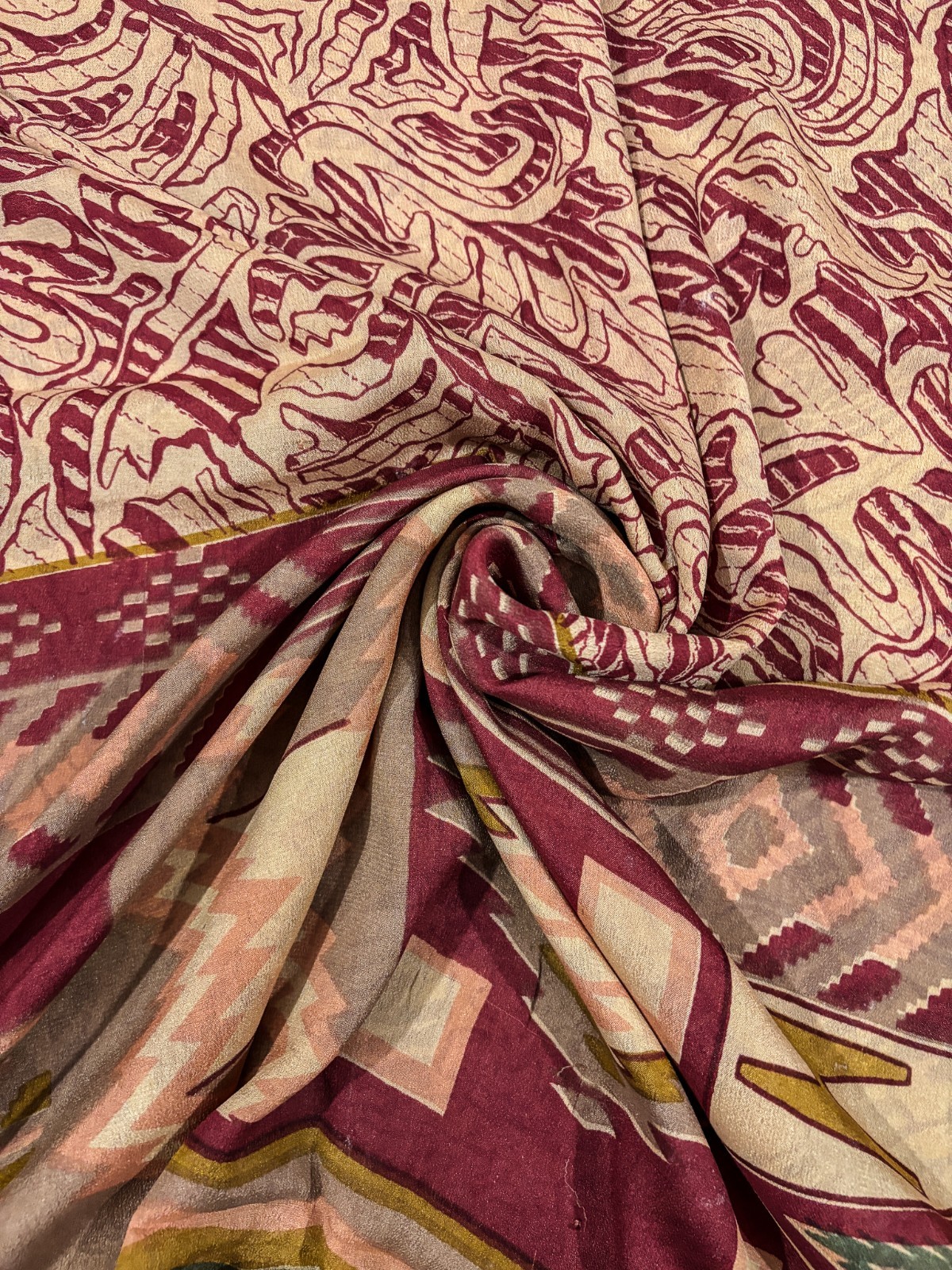 Vintage Chiffon Silk Saree | Lightweight Fabric for DIY & Sewing CS1002