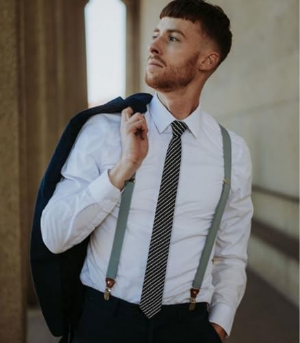 Skinny Ties for Men,Cotton Linen Neck Tie for Daily Black Striped Tie