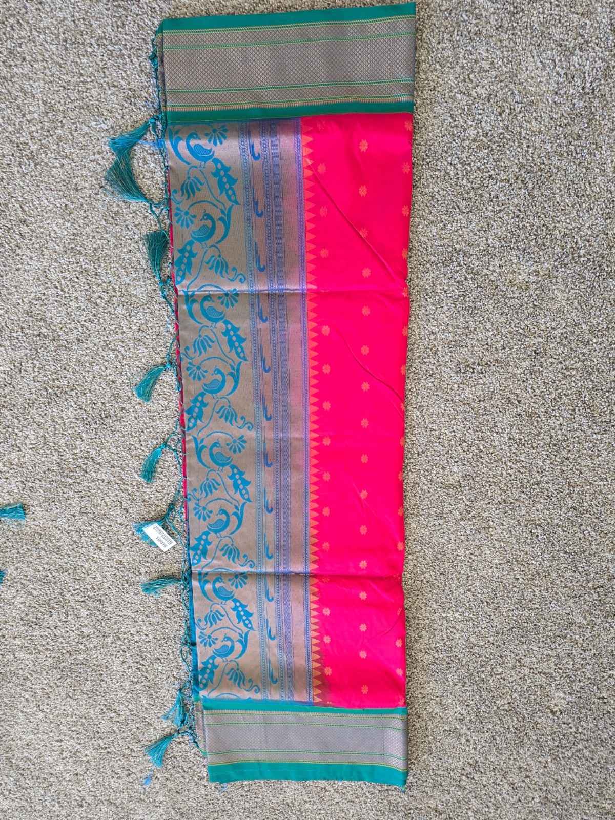Authentic Paithani Saree with traditional butta design and peacock pallu