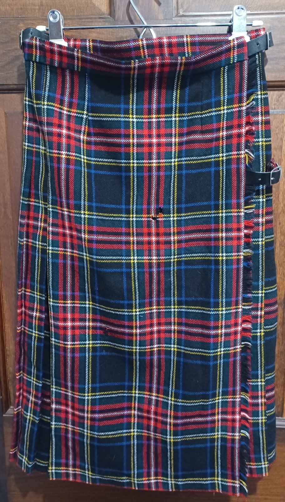 VTG James Dalgliesh Wool Traditional Tartan Kilt Red Black Blue Green Size 14