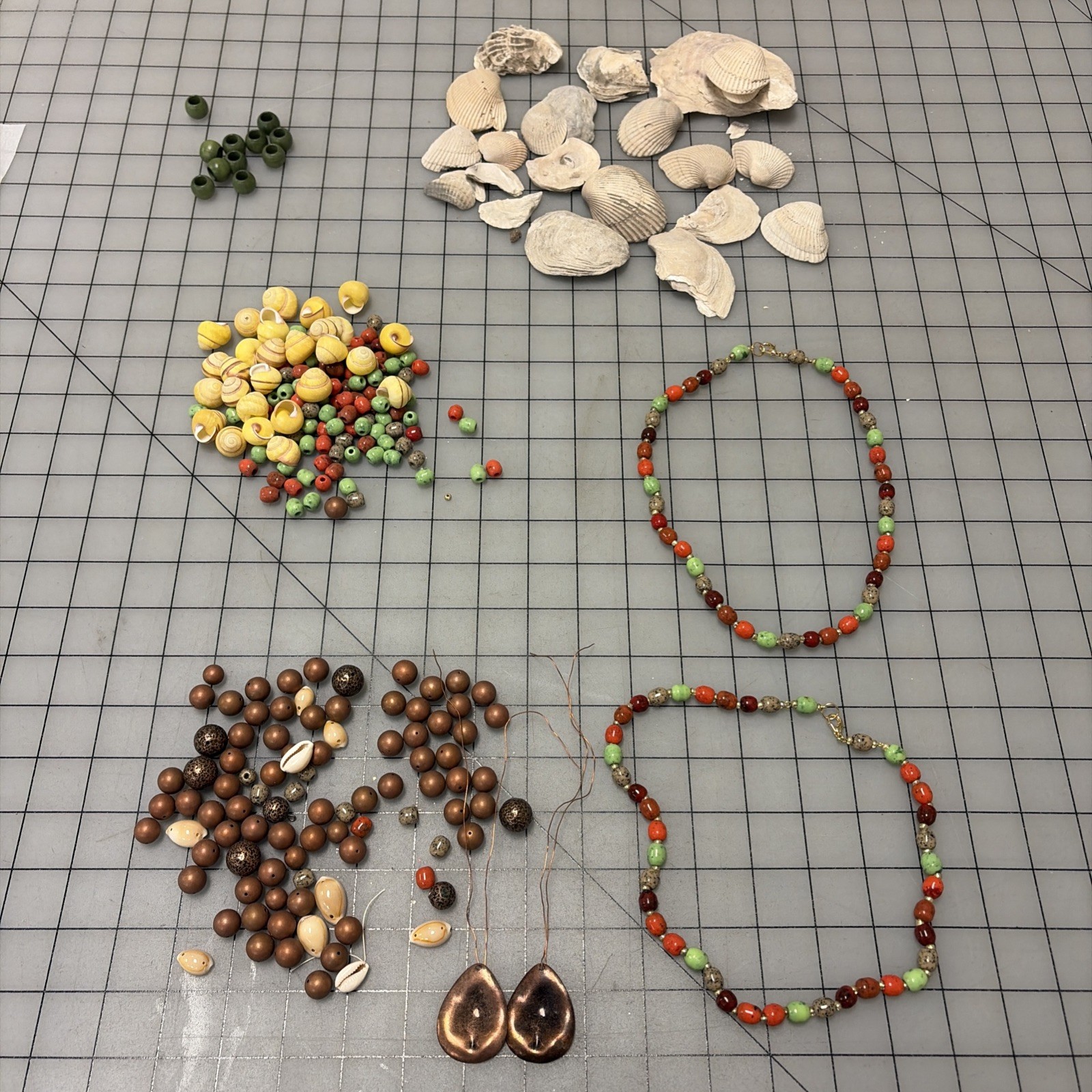 Set of Two Indigenous-Style Native American Necklaces w/assorted beads & shells