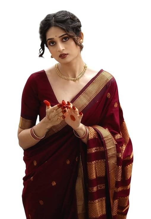 Women’s Banarasi Kanjivaram Cotton Silk Saree With Unstitched Blouse Material