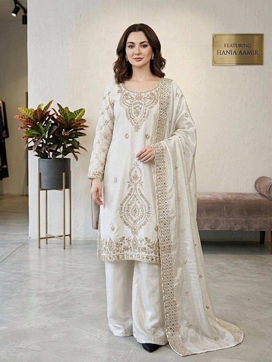 Ethnic Wear Designer Silk Kurta Palazzo With Soft Net Dupatta For Women