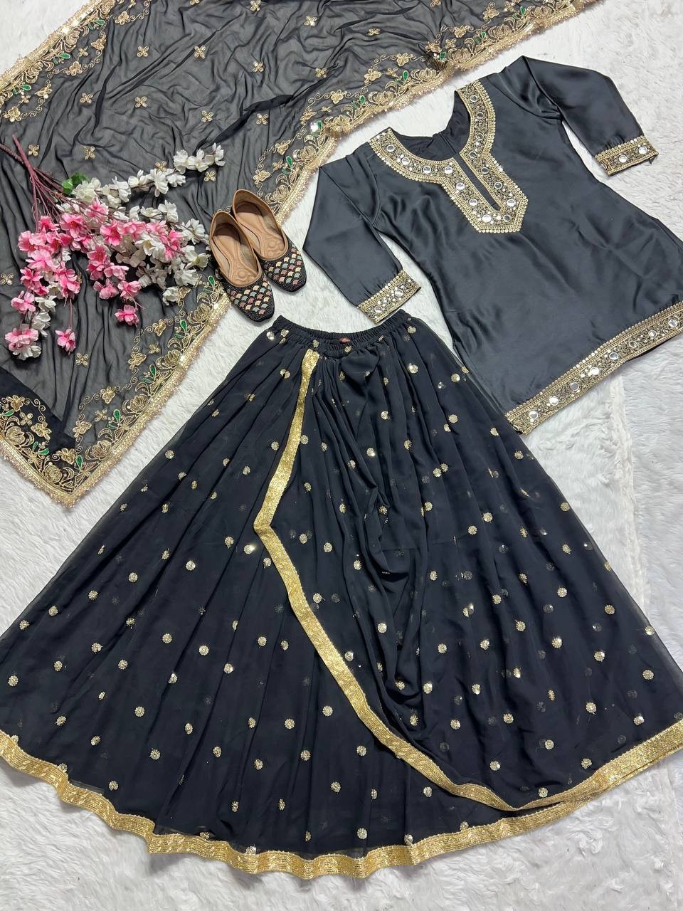 Pakistani top dhoti Designer Embroidered Wedding And Party Dress Set