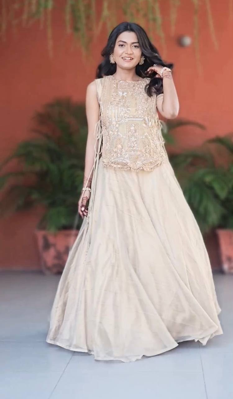 Women’s Wedding Lehenga with Embroidered Shrug Vichitra Silk