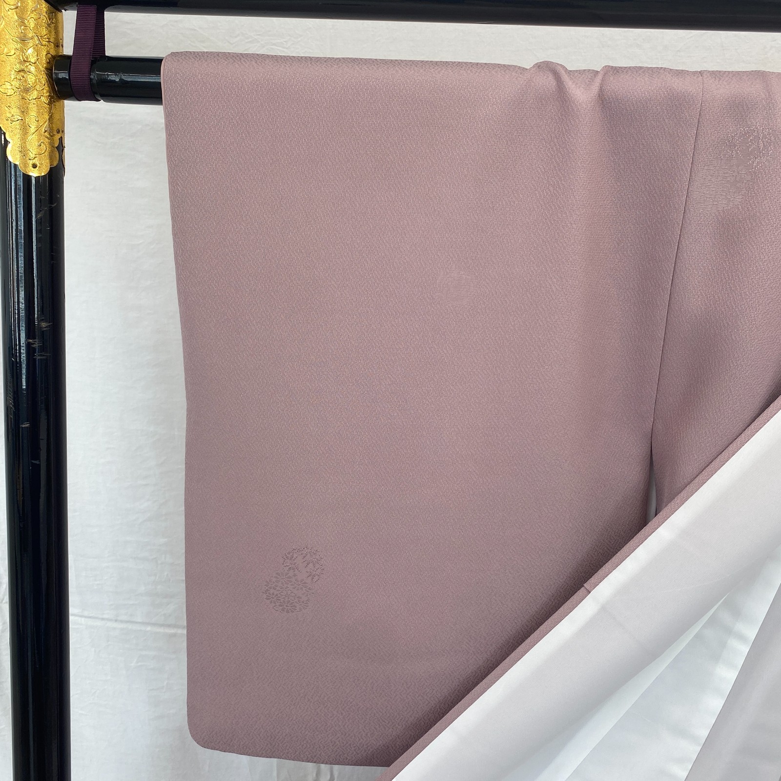 Japanese Vintage Kimono Polyester Purple Traditional Authentic Length 60 in