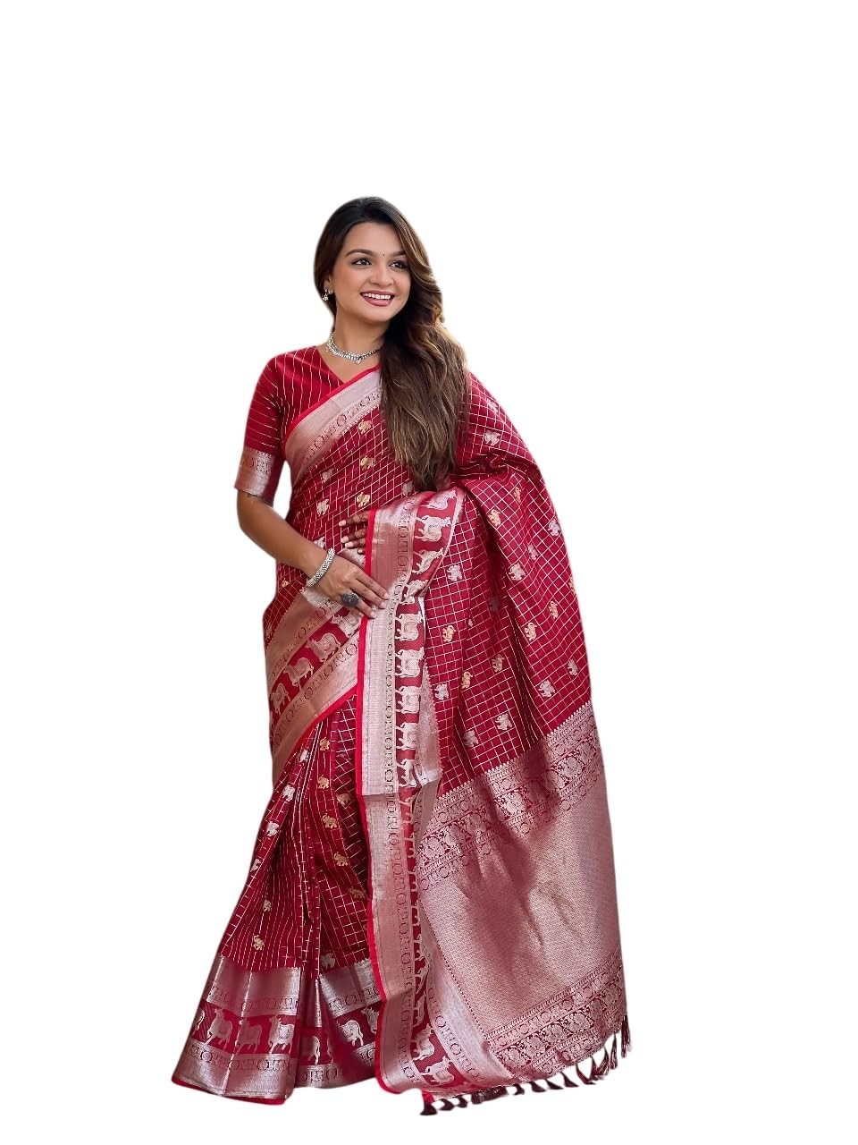 Women’s Beautiful Soft Silk Zari Weaving Saree With Blouse