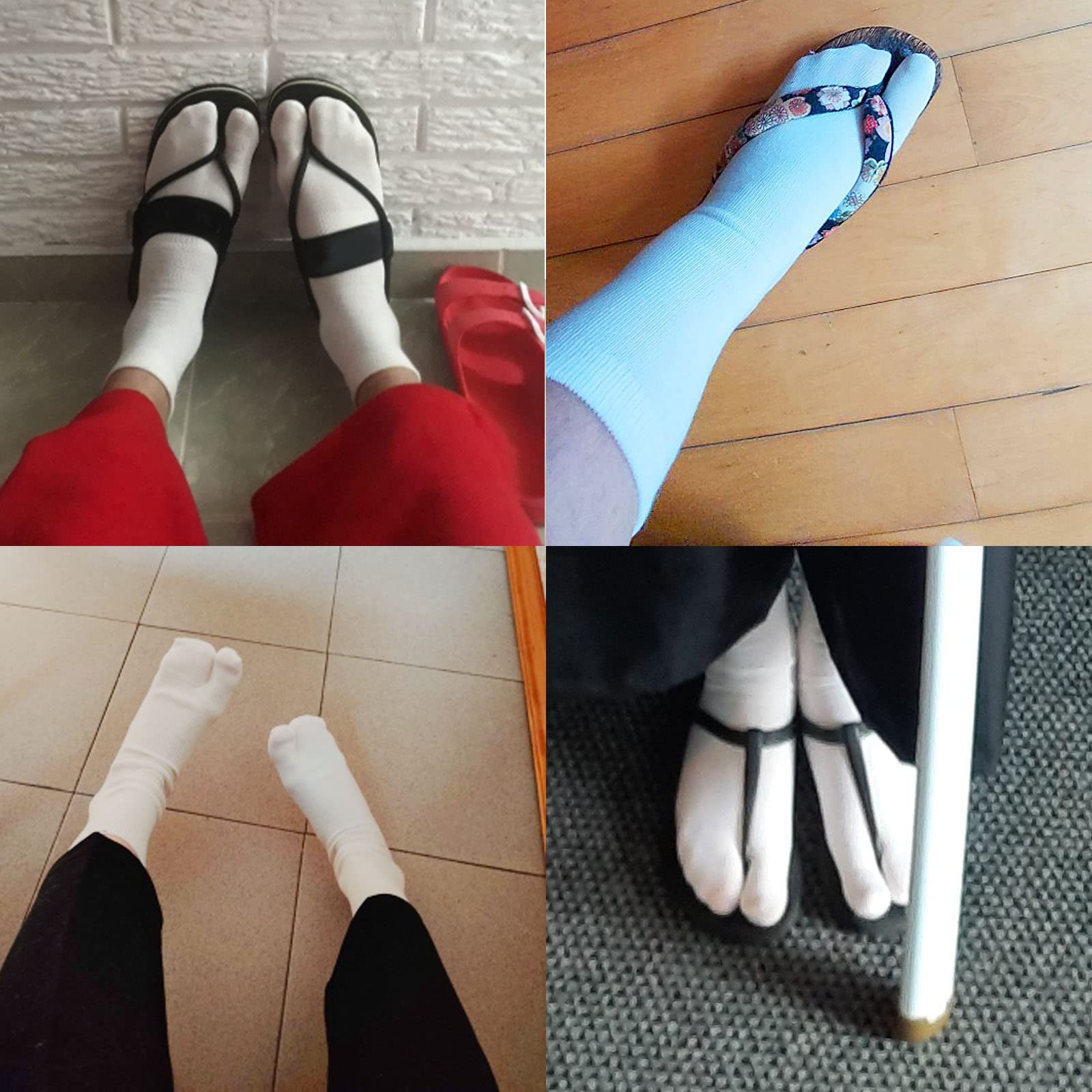 ZARSIO 3 Pairs Japan Tabi Socks Elastic Flip Flop V-Toe 0-1, White