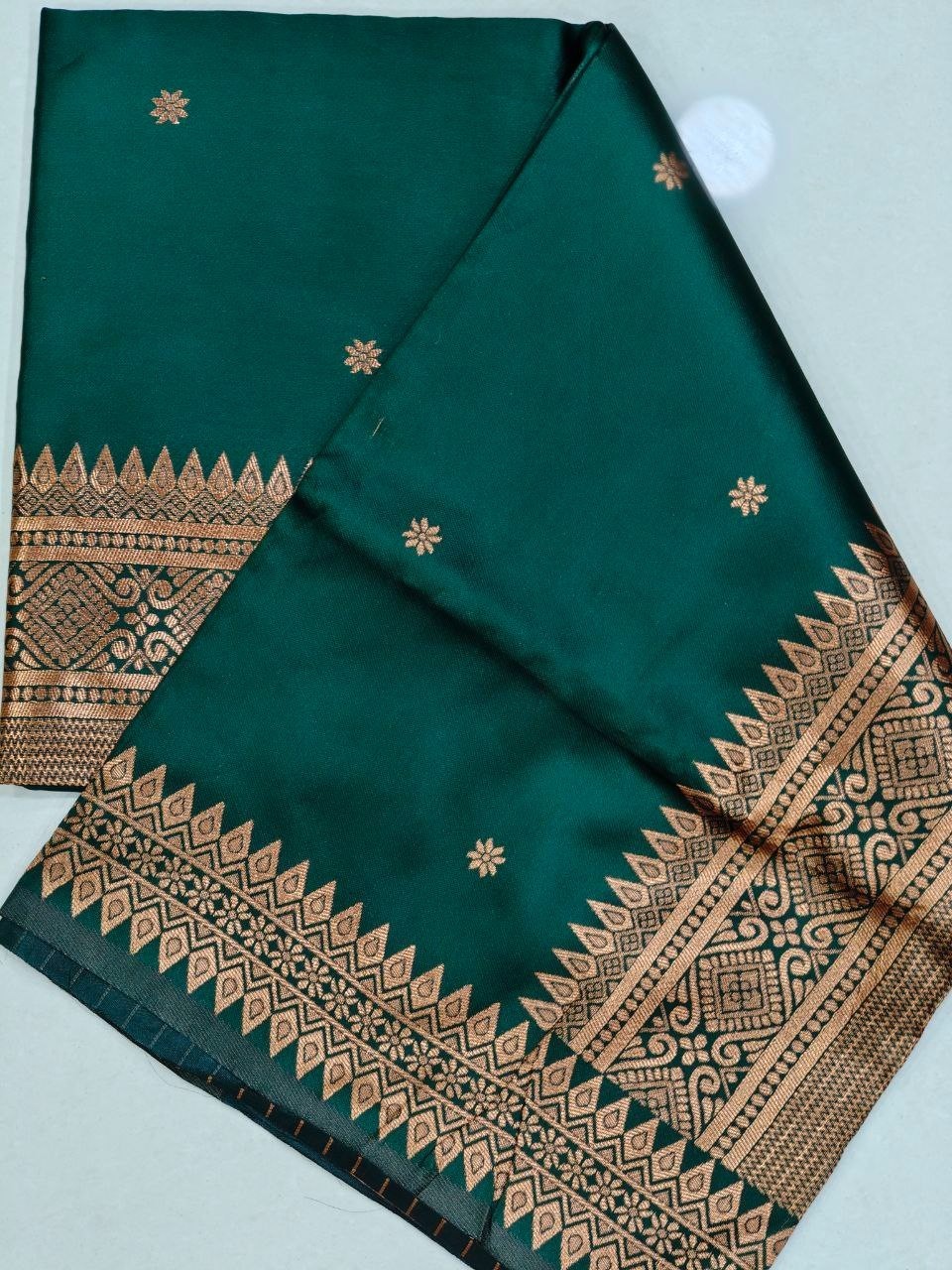 Women Soft Lichi Silk Green Saree With Blouse Indian Designer Wedding Party Wear