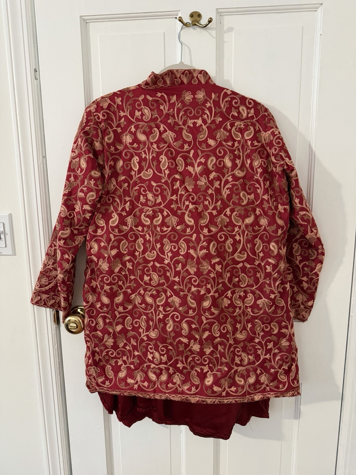 Pakistani Custom Stitched Farshi Shalwar Suit With Embroidered Jacket