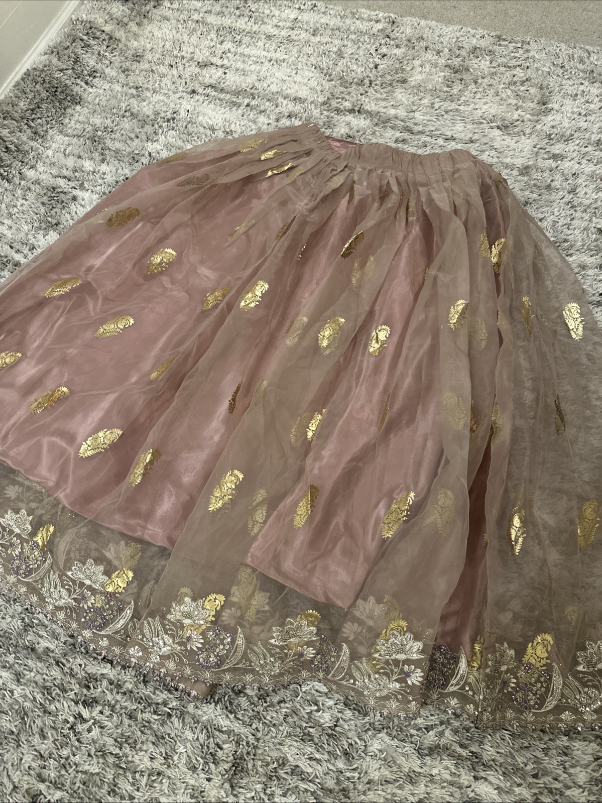 Indian Pakistani Lengha Waist 42/41 Organza With Inner Hook