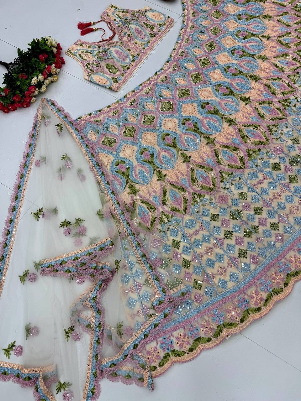 Premium Designer Soft Net Lehenga Choli With Dupatta For Women & Girls