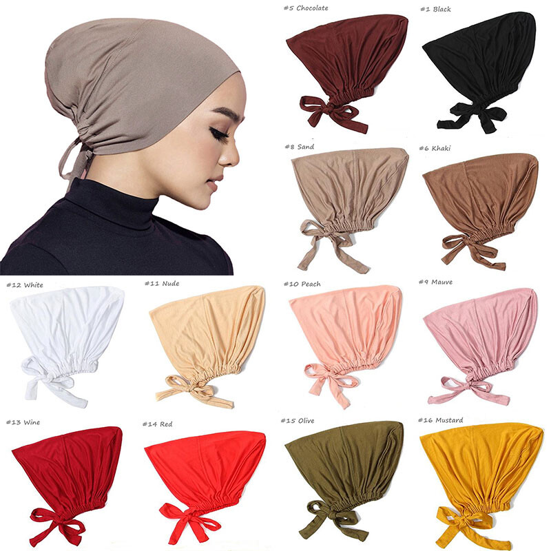 Adjustable Muslim Head Scarf Inner Hijab Caps Islamic Underscarf Ninja Scarf Hat
