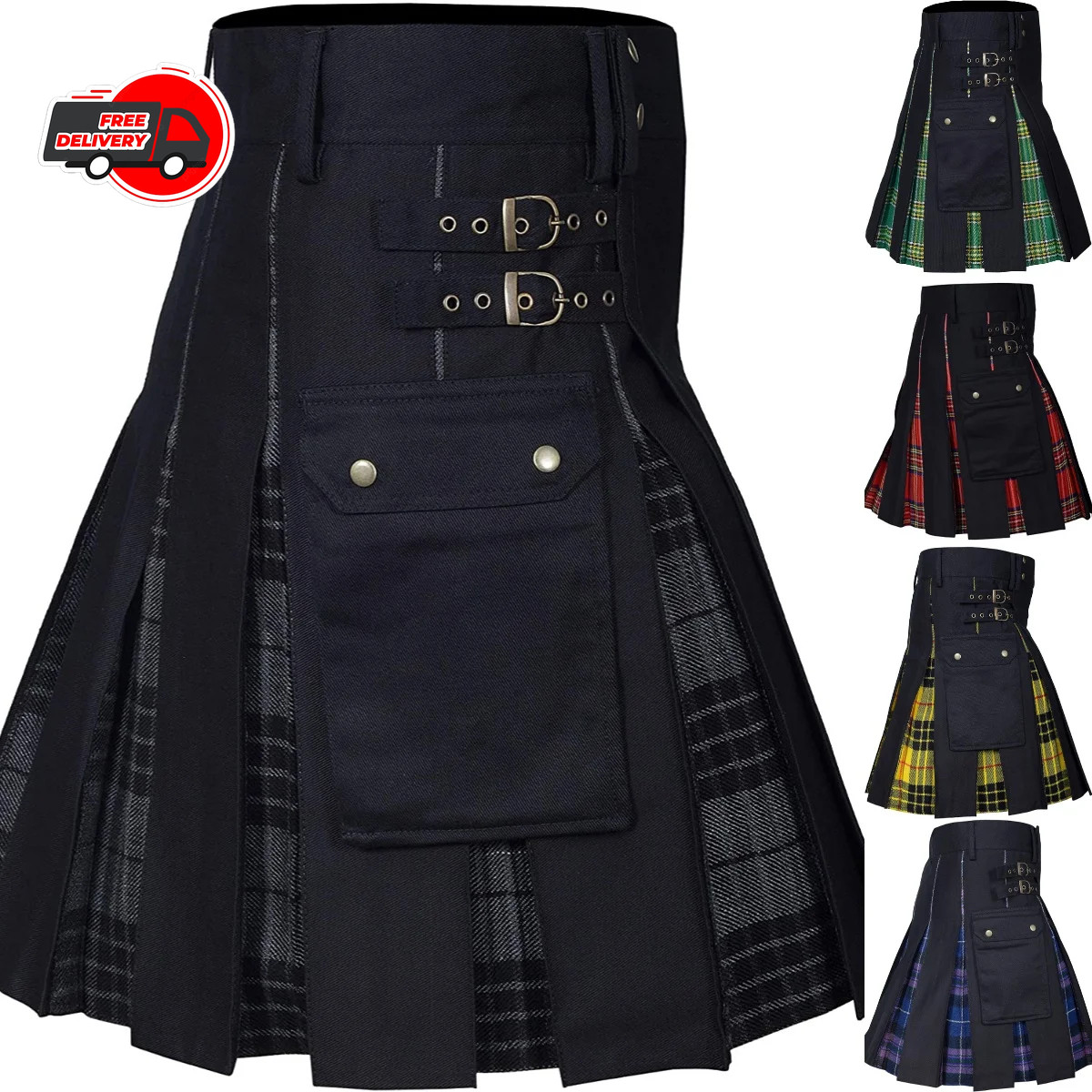 Utility Kilt Kilts Men’s for Men Modern Hybrid Cotton & Tartan Kilts Scottish