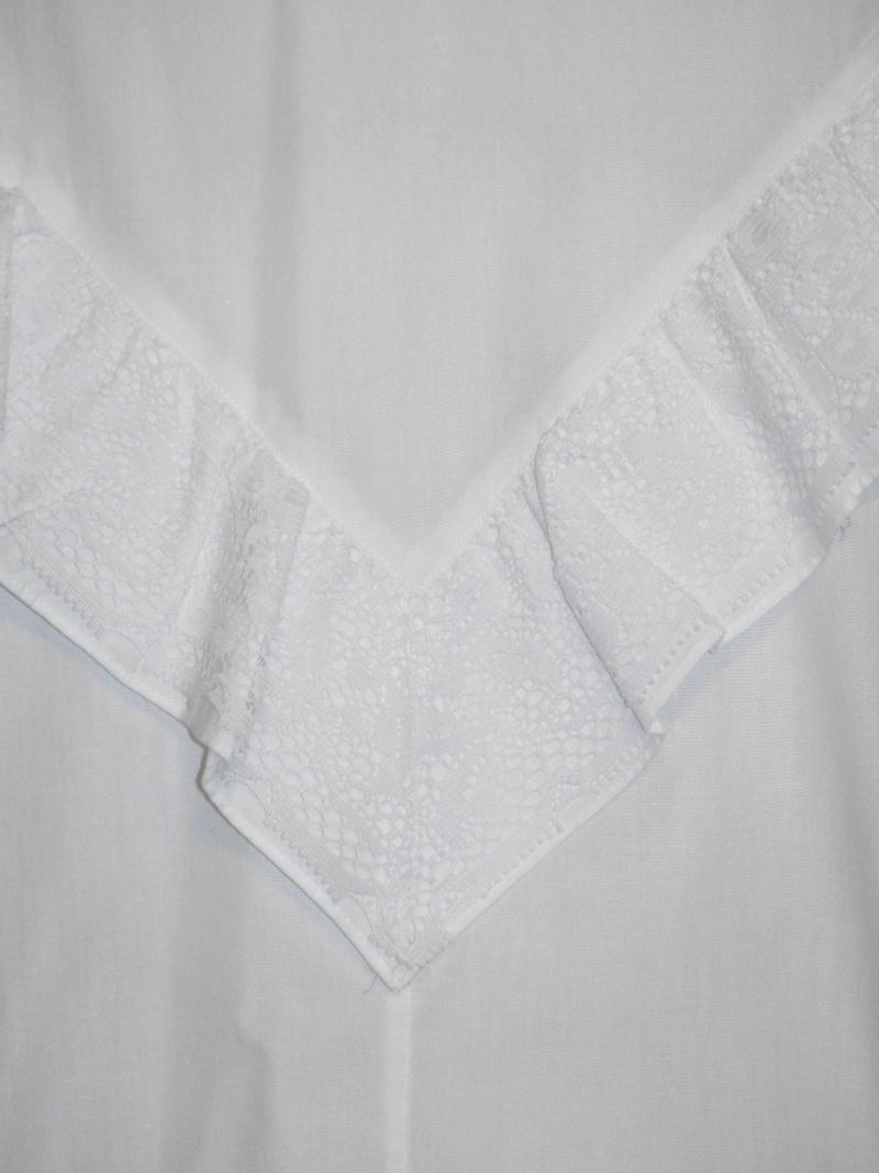 L Bust 43″ / WHITE LACE German BLOUSE Shirt Top RUFFLE Skirt Suit Dirndl Western