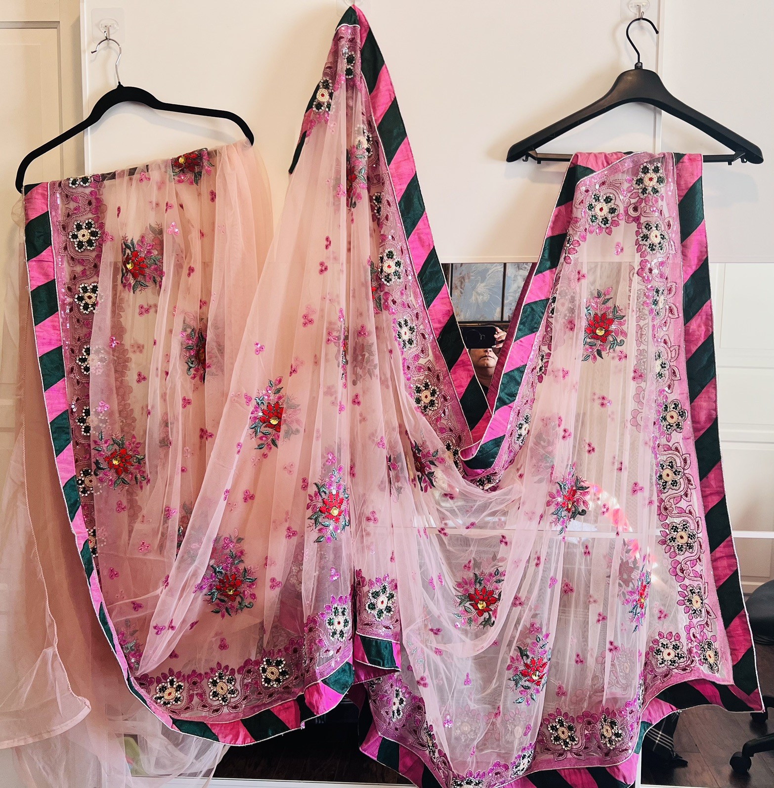 Soft net saree with blouse and inskirt for women / girls