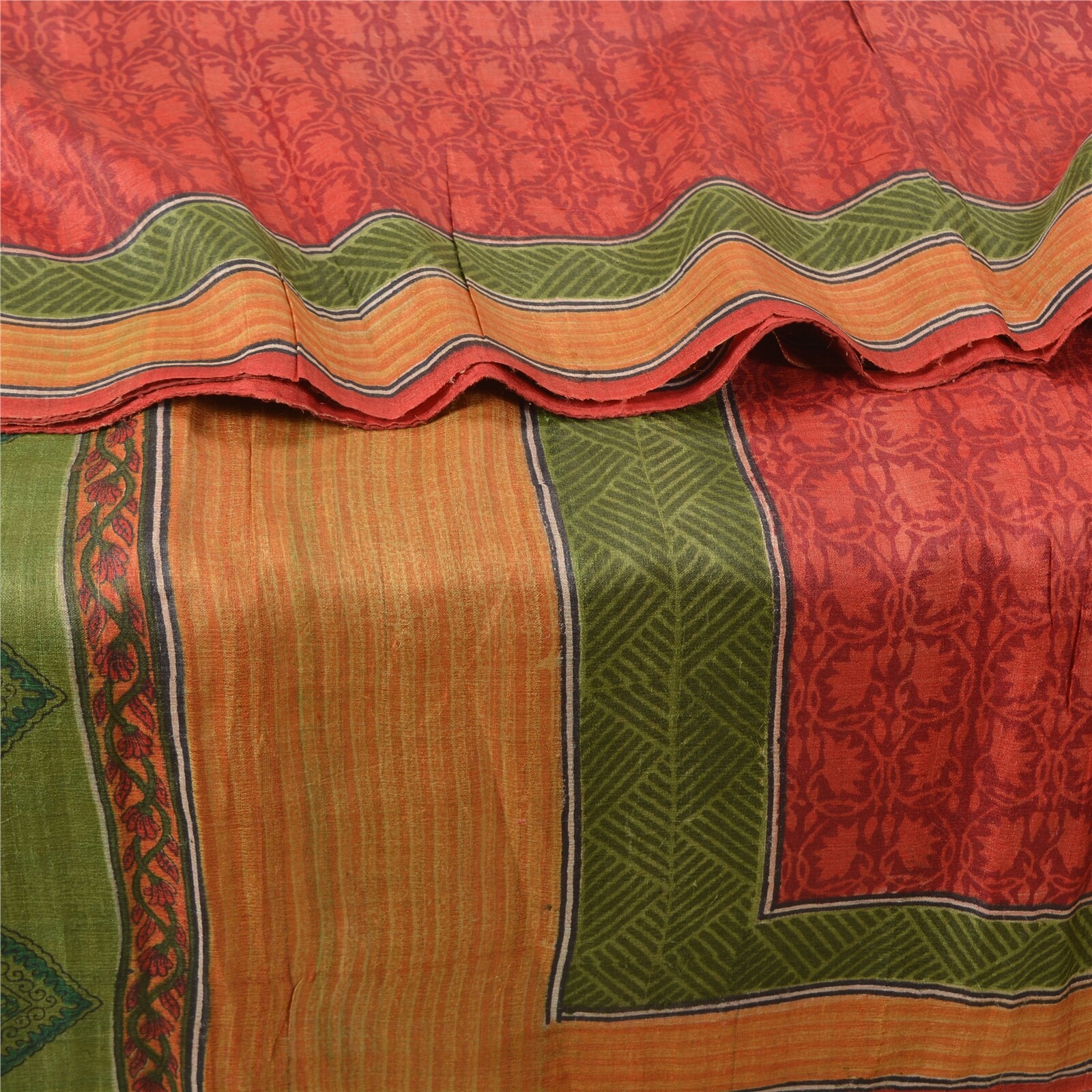 Sanskriti Vintage Dark Red Heavy Sarees Printed Pure Tussar Silk Fabric Sari