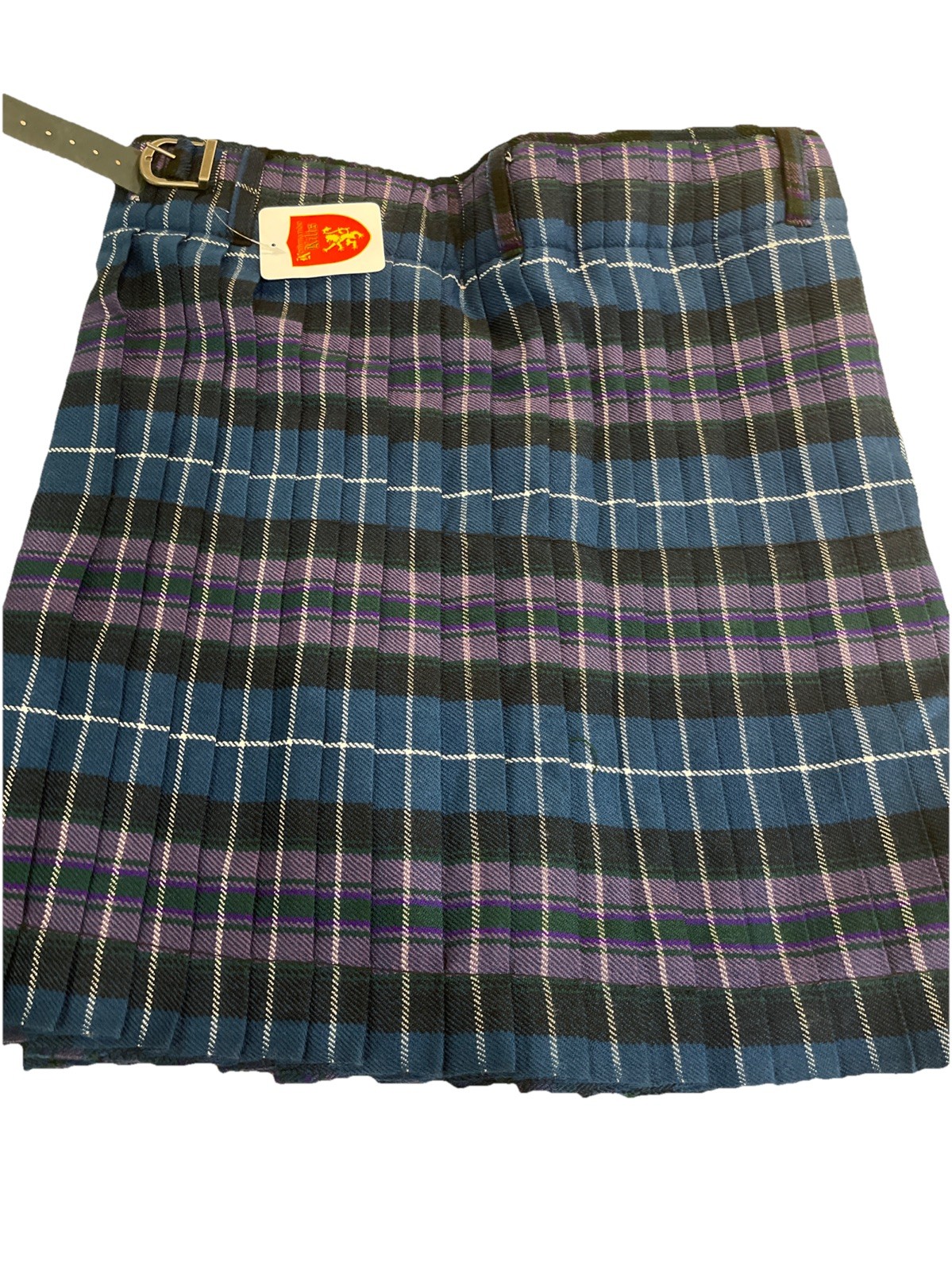 Kommando Kilts Scottish Design Tartans Acrylic Kilt Blue/Purple Plaid Sz 42 NEW