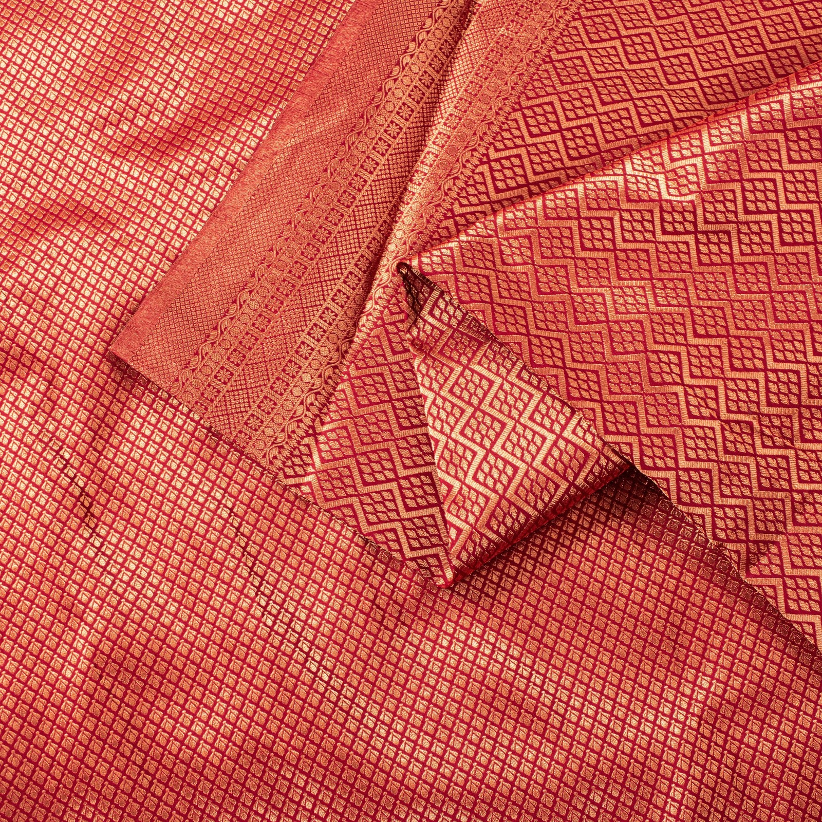 Sanskriti Vintage Red Blend Silk Saree Brocade Banarasi Zari Hand Woven Sari 5.5