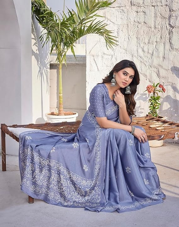 Women’s Elegant Malgudi Art Silk Saree with Blouse Material I Sarees For Woman