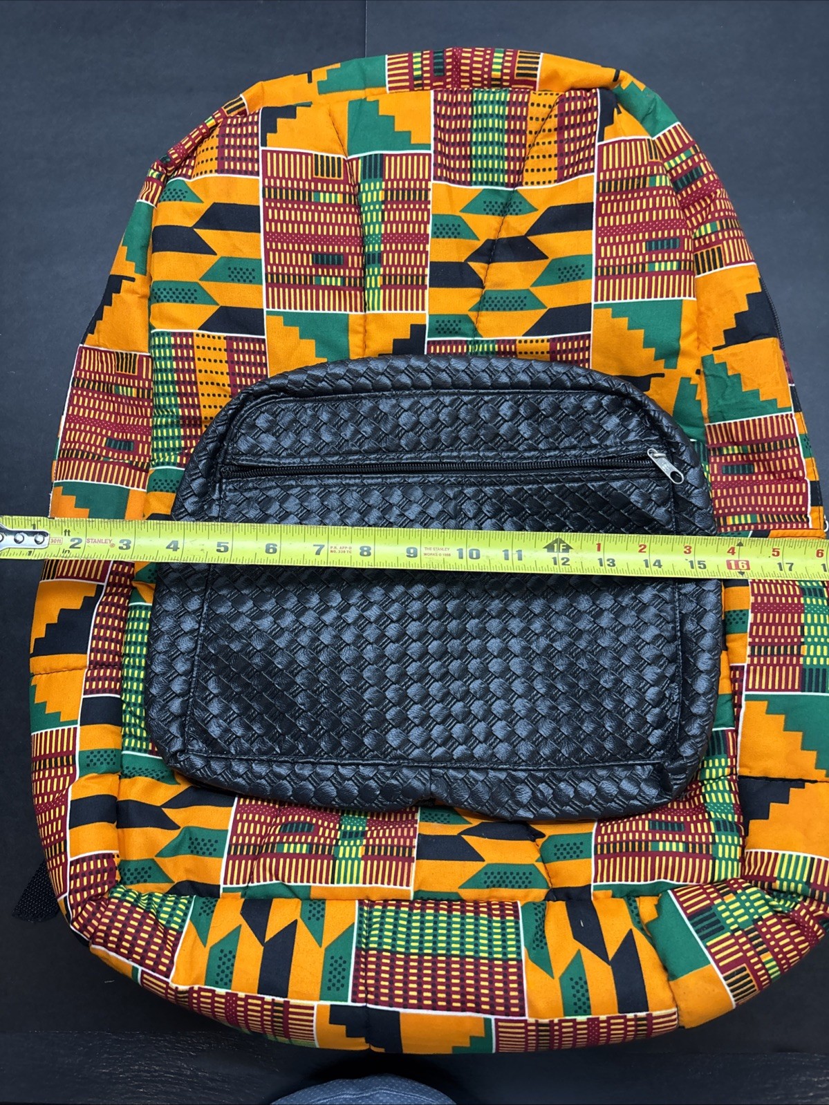 Padded African Kente Backpack with multi pockets, inside lining & Padded Straps