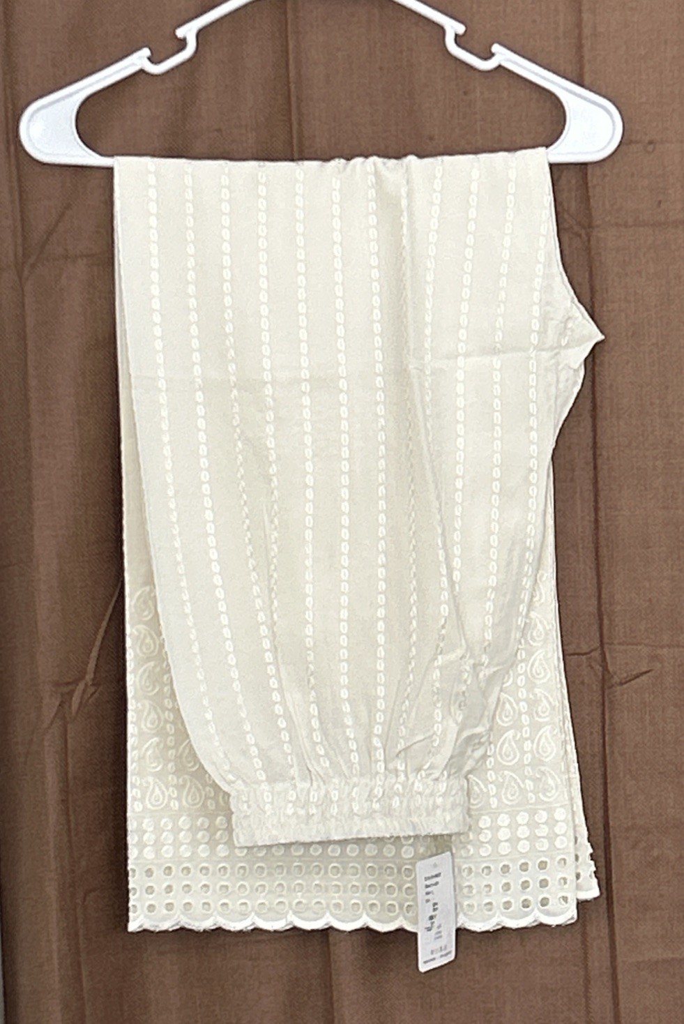 Women Cotton BlenChikankari Palazzo Size-XXL Color-off White L-39 Btm-13i”Hip-44